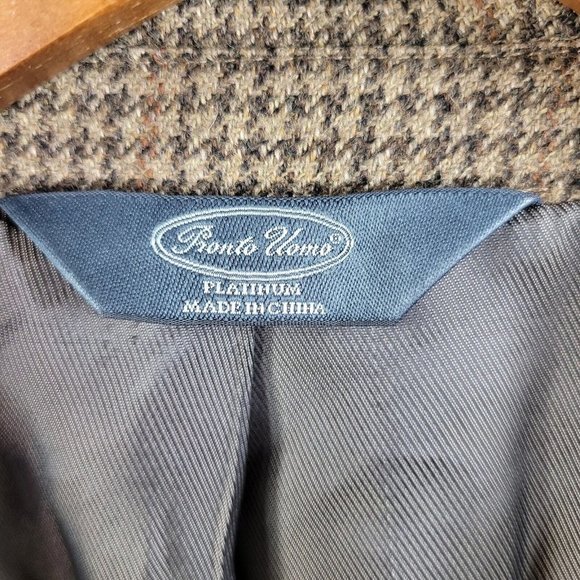 Pronto Uomo Platinum Men Two Button Blazer Sport Coat Jacket Sz 48R Houndstooth - Picture 6 of 8